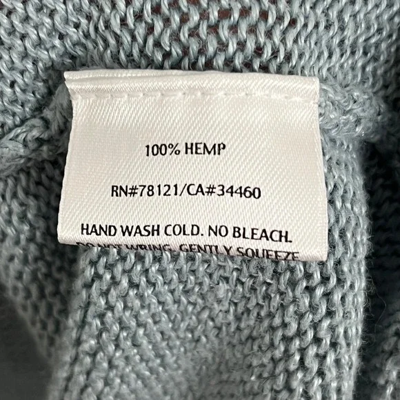 Eileen Fisher Knit Tunic Top, Italian Hemp, Short Sleeve, V Neck, Blue, L‎ - Picture 4 of 5